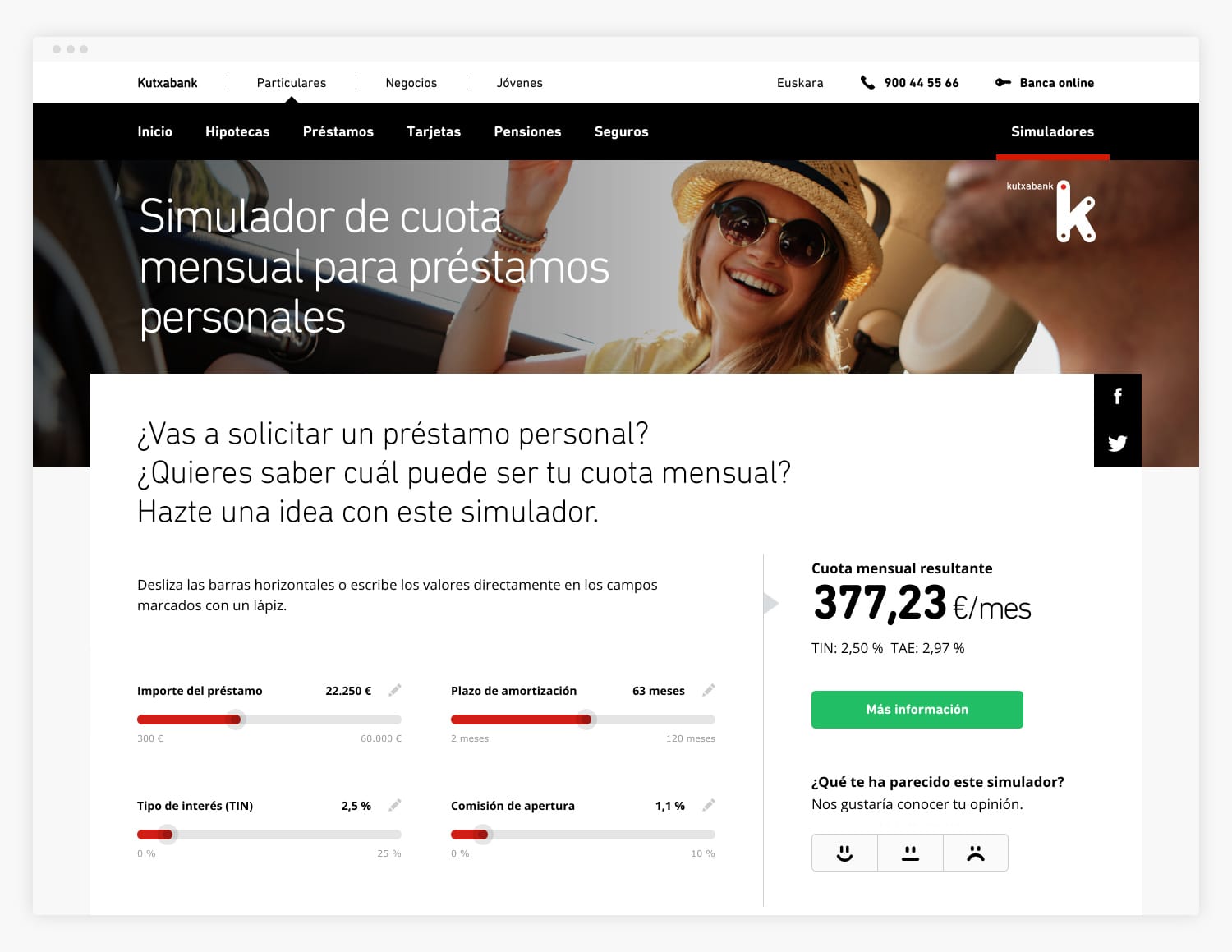 kutxabank simulador diseño de interfaz